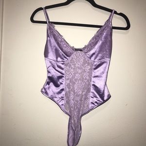 Prettylittlething Lilac Satin Lace Insert Body